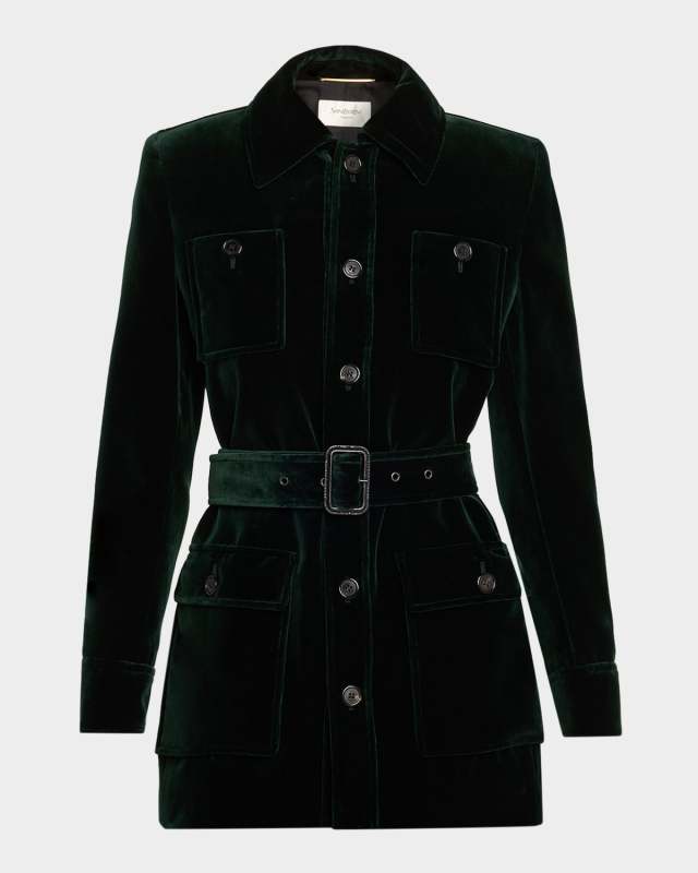 Saharienne Belted Cotton Velvet Jacket